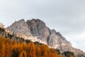Beautiful golden autumn in the mountains. natural background. Dolomites Alps, Italy. autumn landscape Royalty Free Stock Photo