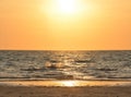 Beautiful golden beach at sunset. Royalty Free Stock Photo