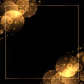 beautiful golden blank frame dark background with bokeh effect Royalty Free Stock Photo