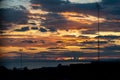 Beautiful golden blue sunset overlooking the Mediterranean sea Royalty Free Stock Photo
