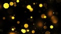 Beautiful golden bokeh blur particles abstract light on black background. Octagon gold Futuristic glittering in space on black bac Royalty Free Stock Photo