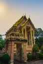 Beautiful golden Buddhist church in Wat Pa Sutdhawas, Sakon Nakhon, Thailand. Royalty Free Stock Photo