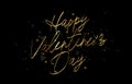 Beautiful golden calligraphy - Happy Valentine\'s Day. Golden shining confetti. Elements for the design