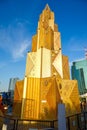 Beautiful golden Christmas tree in modern Thai style at a shopping mall on Charoen Nakhon road, Khlong Ton Sai subdistrict