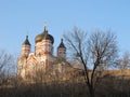 Beautiful golden domes of Orthodoxal church in spring Royalty Free Stock Photo