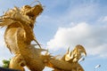 Beautiful golden dragon statue religion sign Chinese Thai power head bosses