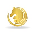 Beautiful golden horse, dog and cat logo vector identity card symbol label image logotype Royalty Free Stock Photo