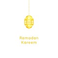 Beautiful Golden lamp , Ramadan Kareem greeting, gold background, vector