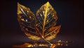 Beautiful Golden Leaves With Transperancy Dark Background AI Generative Royalty Free Stock Photo