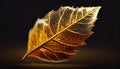 Beautiful Golden Leaves With Transperancy Dark Background AI Generative Royalty Free Stock Photo