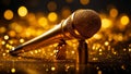 Beautiful golden microphone a celebration concert party luxury banner musical