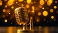 Beautiful golden microphone a celebration party party luxury banner musical