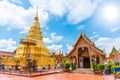 Beautiful Golden Pagoda at Wat Phra That Hariphunchai Royalty Free Stock Photo