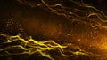 Beautiful Golden Particles Wave and light abstract background with shining particle floor stars dust flare. Royalty Free Stock Photo