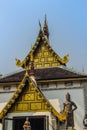 Beautiful golden pattern on gable end in Burmese style Buddhist church at Wat Chedi Luang, Chiang Mai, Thailand. Many of the regio Royalty Free Stock Photo