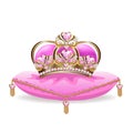 Beautiful golden princess crown with pearls and pink jewels Royalty Free Stock Photo