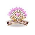 Beautiful golden princess crown with pearls and pink jewels Royalty Free Stock Photo