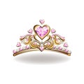 Beautiful golden princess crown with pearls and pink jewels Royalty Free Stock Photo