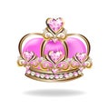 Princess crown or tiara with pearls and pink gems Royalty Free Stock Photo