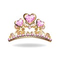 Beautiful golden princess crown with pearls and pink jewels Royalty Free Stock Photo