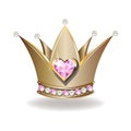 Beautiful golden princess crown with pearls and pink jewels Royalty Free Stock Photo