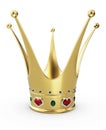 Beautiful golden princess crown with red ruby hearts. 3d Illustration Royalty Free Stock Photo