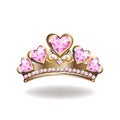 Princess crown or tiara with pearls and pink gems Royalty Free Stock Photo