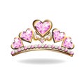 Princess crown or tiara with pearls and pink gems Royalty Free Stock Photo