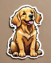 golden retriever dog sticker decal family love Royalty Free Stock Photo
