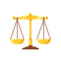 Beautiful golden scales. Weighing decisions, judgments, symbol justice and balance. Royalty Free Stock Photo