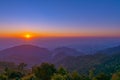 Beautiful golden sunrise and colorful blue sky over the hills and canyons in chiang mai,Thailand Royalty Free Stock Photo