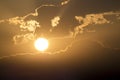 Beautiful Golden Sunrise With Large yellow Sun and Royalty Free Stock Photo