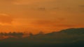 Beautiful Golden Sunrise. Silhouette Of The Mountain Hills Against Sunrise Sky. Still. Royalty Free Stock Photo