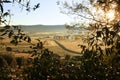 Beautiful golden sunrise in Tuscany, Italy. Royalty Free Stock Photo