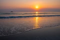 Beautiful golden sunset with beach sea Royalty Free Stock Photo