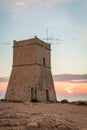 Golden sunset at Ghajn Tuffieha Tower Royalty Free Stock Photo