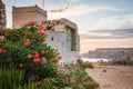 Golden sunset at Ghajn Tuffieha Tower Royalty Free Stock Photo