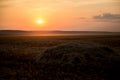 A beautiful Golden Sunset on a hay field Royalty Free Stock Photo