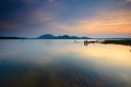 beautiful golden sunset at Kwong Lake Rantau panjang Kelantan.