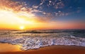 Beautiful golden sunset over the beach. Royalty Free Stock Photo