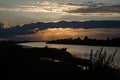 Beautiful golden sunset over lake Lubans and river Rezekne Royalty Free Stock Photo