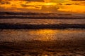 Beautiful golden sunset on sea beach Royalty Free Stock Photo