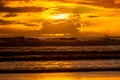 Beautiful golden sunset on sea beach Royalty Free Stock Photo