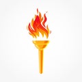 Beautiful golden torch with a blazing fire. The fiery torch of the champion\'s victory. The flame logo. Burning fire