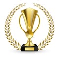 Beautiful golden trophy cup of different shape realistic Royalty Free Stock Photo