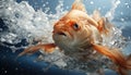 a beautiful goldfish swimming in water generative AI Royalty Free Stock Photo