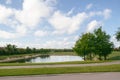 Beautiful golf course pond background in sunny South Florida Royalty Free Stock Photo