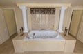 Beautiful gorgeous amazing interior view of inviting Jacuzzi, bathtub room Royalty Free Stock Photo