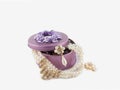 Beautiful gorgeous golden earings and necklace in violet box