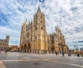 Beautiful gothic cathedral of Leon, Castilla Leon, Spain.